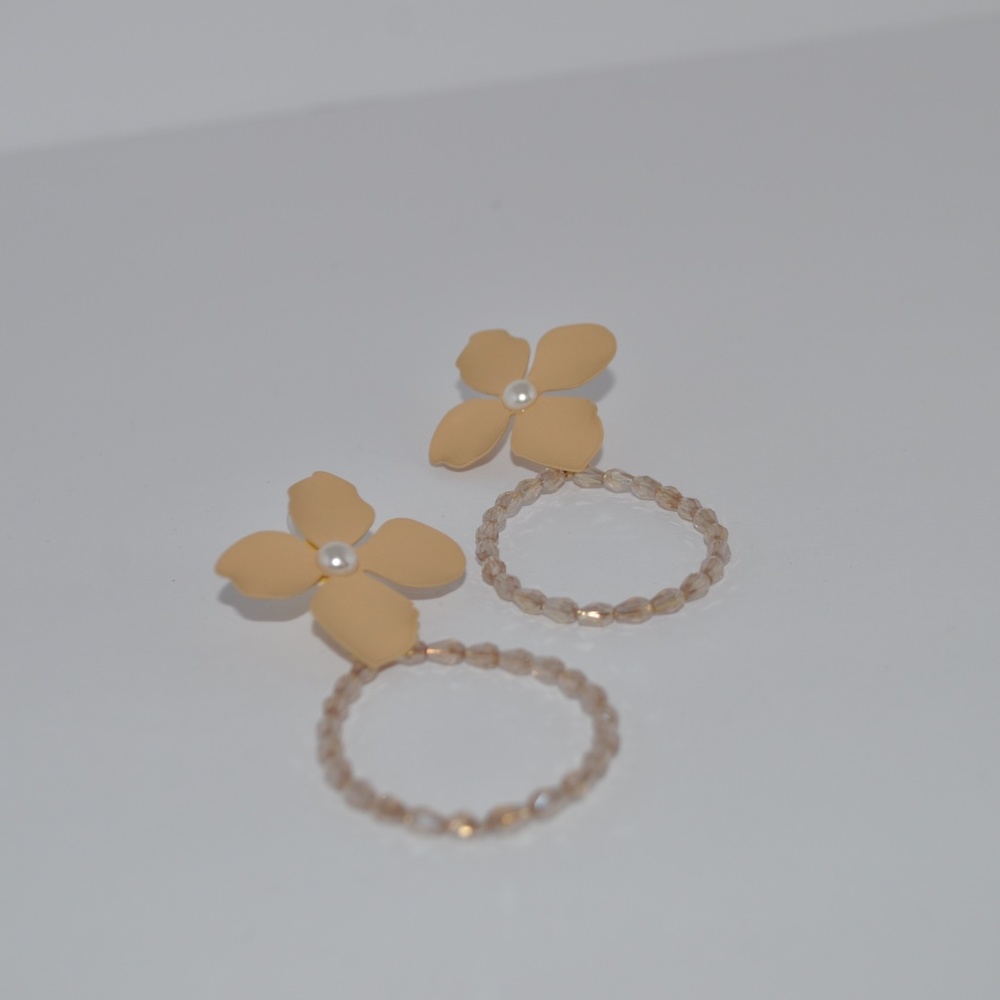 Flower Stud Earrings with Hanging Hoop